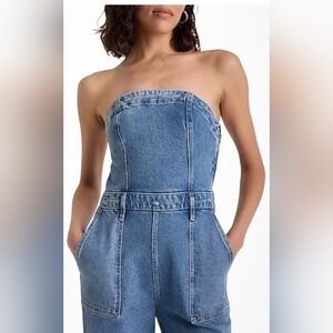 Denim Strapless Jumpsuit